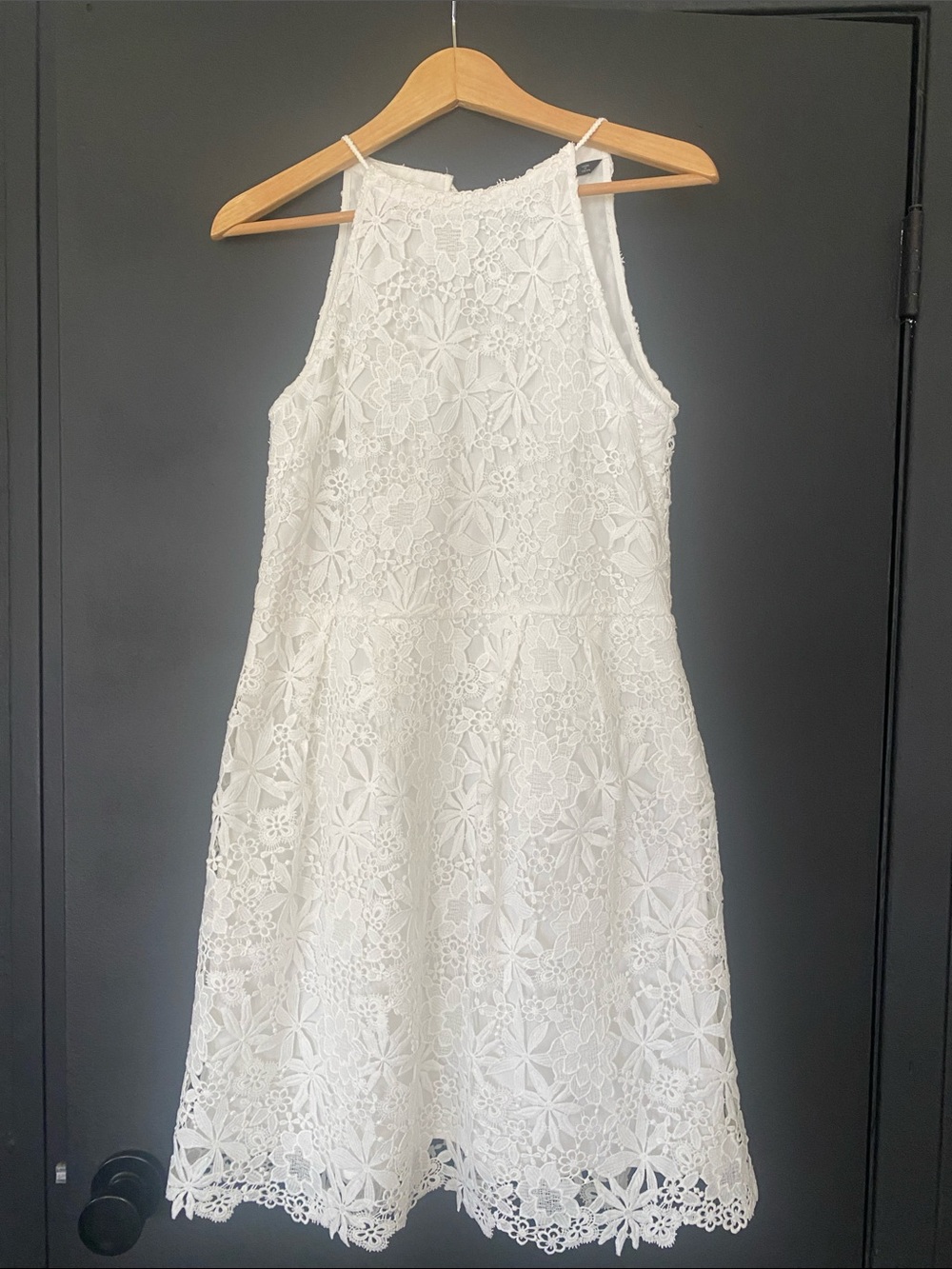 Zara White Floral Lace Halter Dress